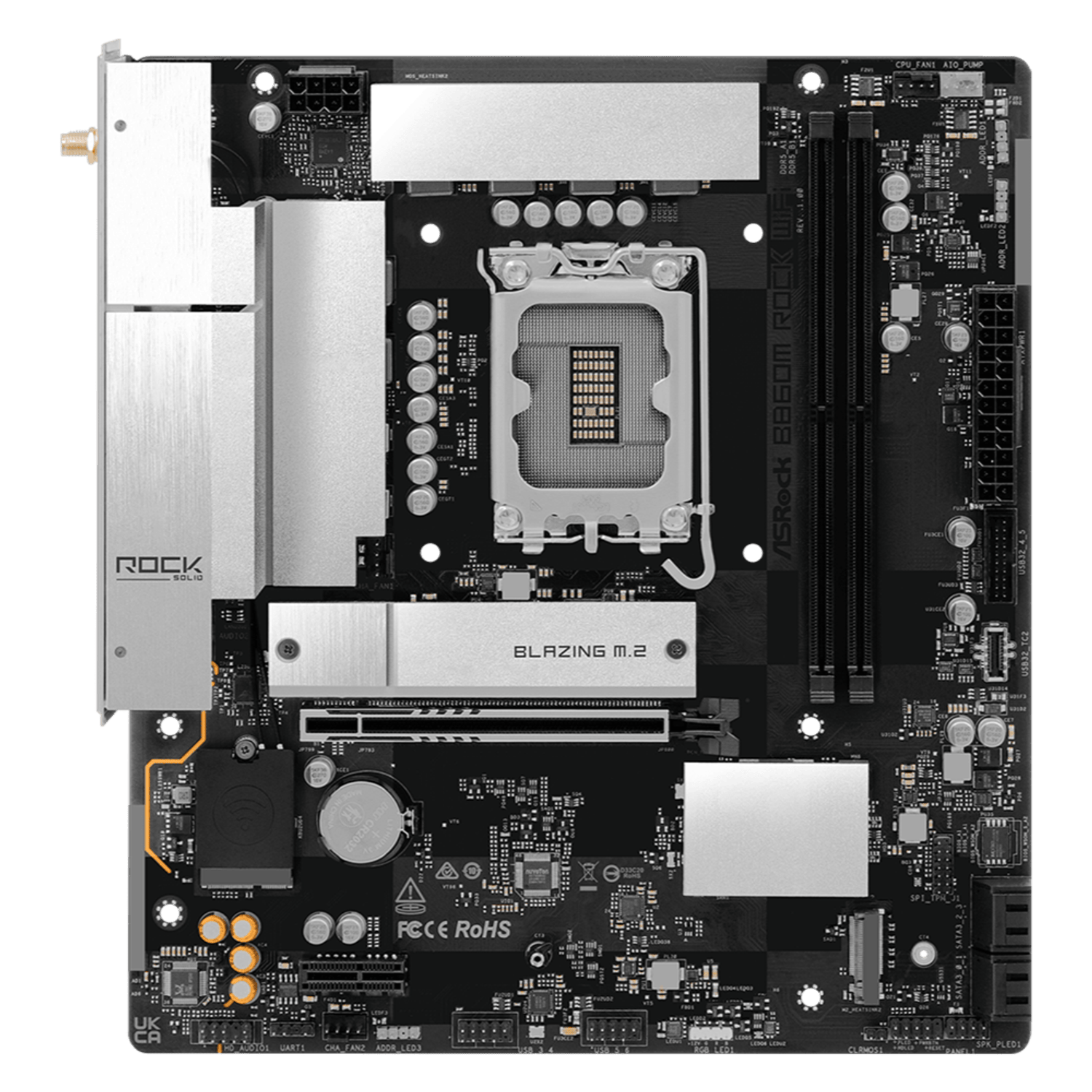 ASRock B860M Rock WiFi Intel LGA1851 MATX Gaming Motherboard - Image 2