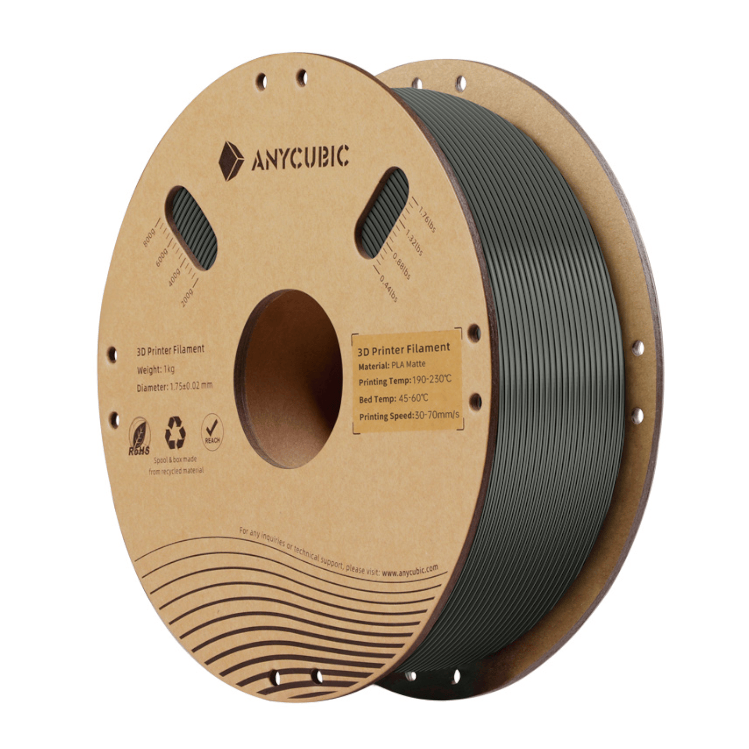 Anycubic PLA Matte Filament 1kg - Black