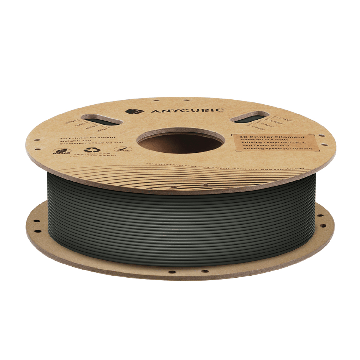 Anycubic PLA Matte Filament 1kg - Black - Image 2