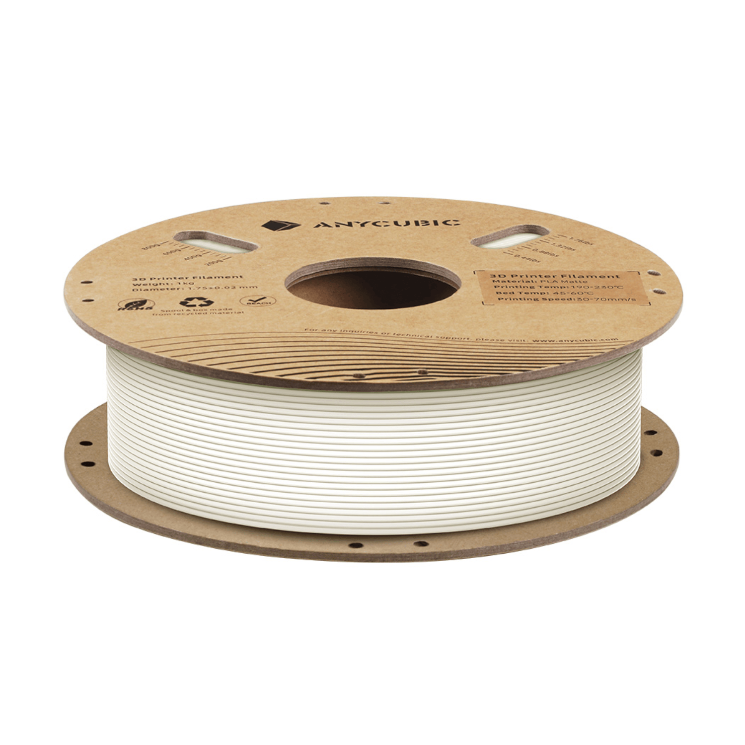 Anycubic PLA Matte Filament 1kg - White - Image 2